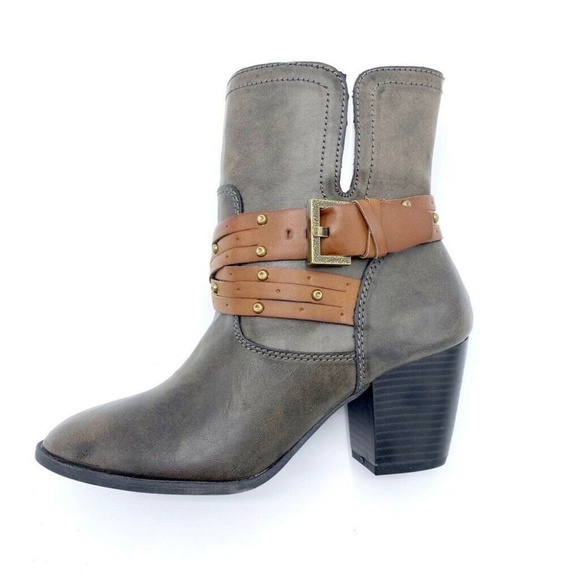 MIA Shoes - NEW MIA Fabrizia Ankle Gray Heel Faux Leather 9